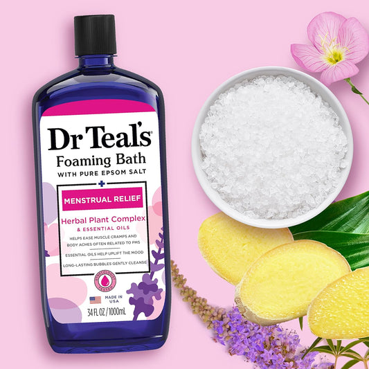 Menstrual Relief Foaming Bath with Pure Epsom Salt with Herbal Plant Complex & Essential